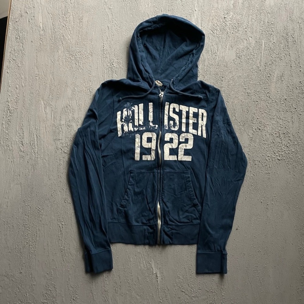 Vintage Hollister Full Zip Hoodie Men Medium Navy Blue 2000s